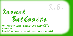 kornel balkovits business card